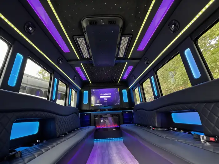 15 passenger party bus interior