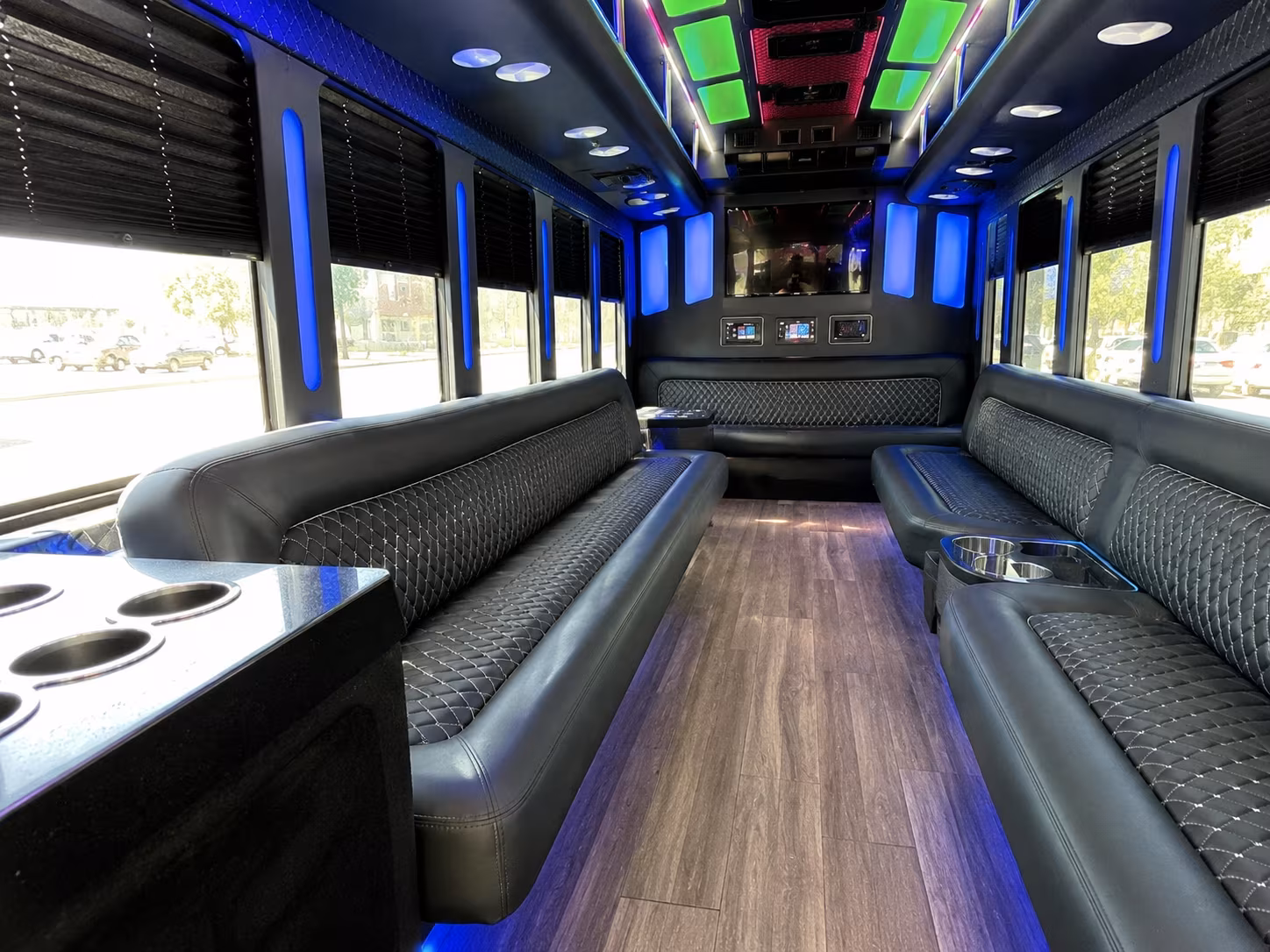 fremont 15 passenger party bus inside