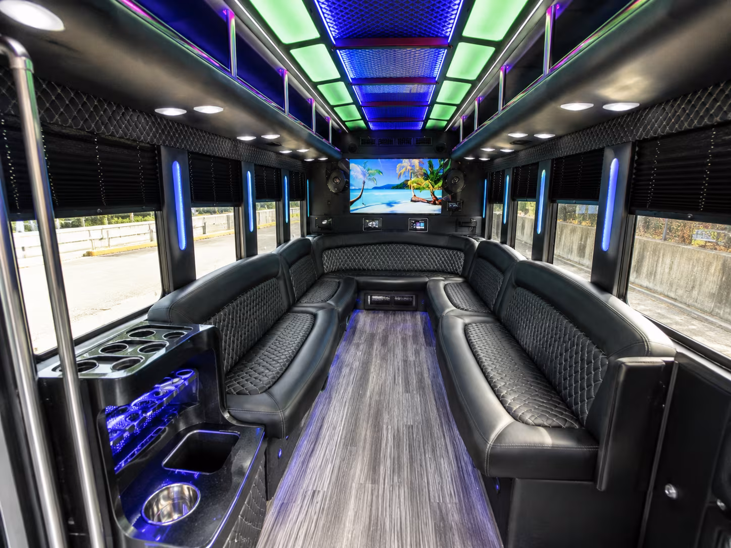fremont 18 passenger party bus inside