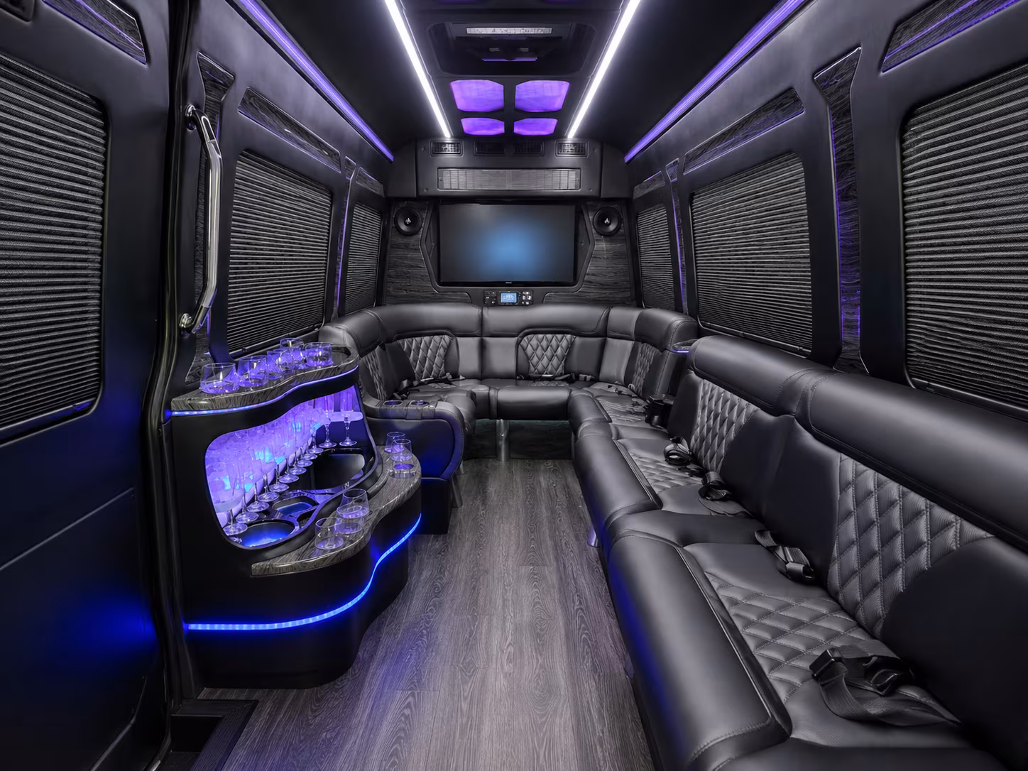 fremont 30 passenger party bus inside